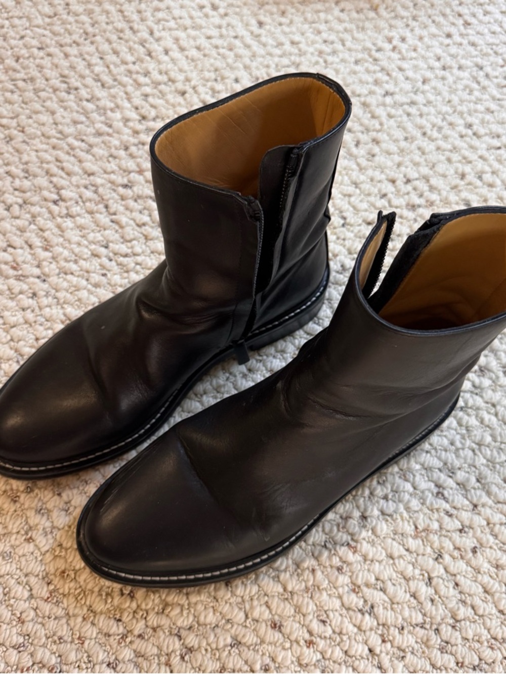 Jenni Kayne Blake Black Leather Zip Ankle Boots